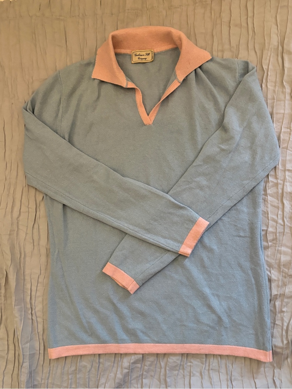 Vintage Cashmere Silk Co. Pastel Knit Polo Sweater Made in Italy